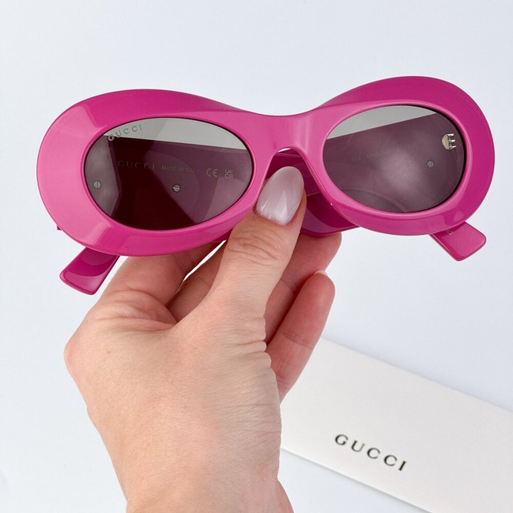 Gucci GG1696S 004 BRAND NEW Sunglasses Fuchsia Pink Grey Women Oval